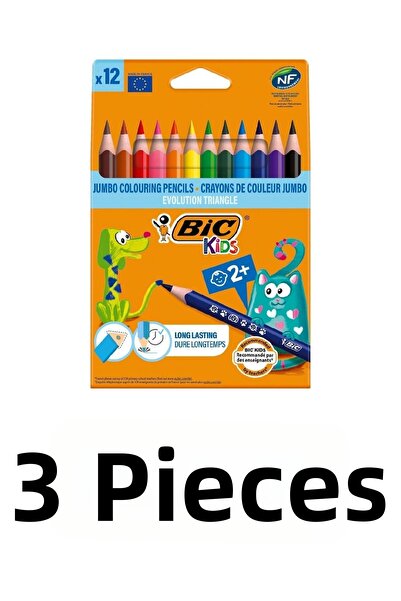 Bic 3 قطع من أقلام تلوين إيفولوشن جامبو مثلثة الشكل، عبوة من 12 قلمًا