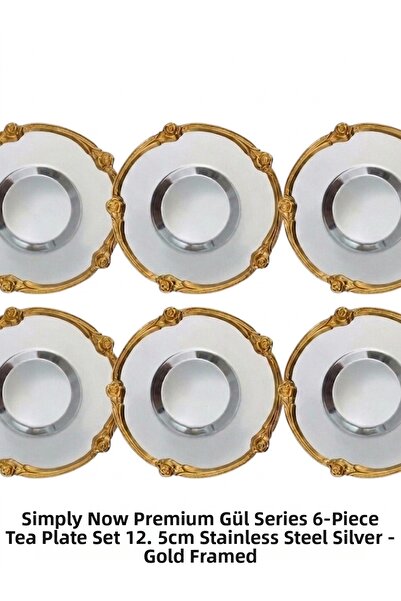 Simply Now Set de 6 farfurii de ceai Premium Rose Series - 12,5 cm din oțel i...