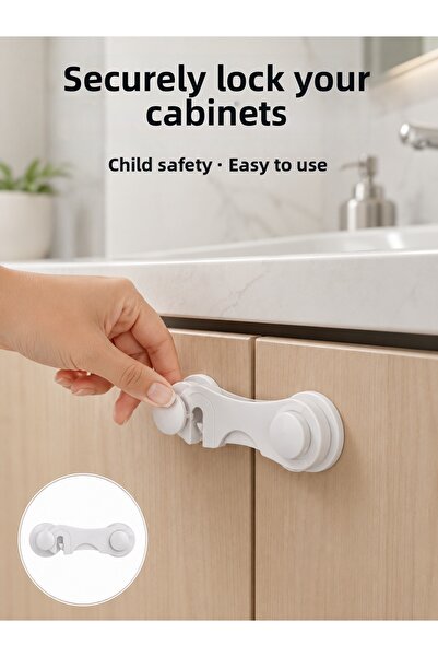 FAROUKİ 4 Pieces Baby Safety Cabinet Lock with Double-Sided Tape, Easy to Ins...