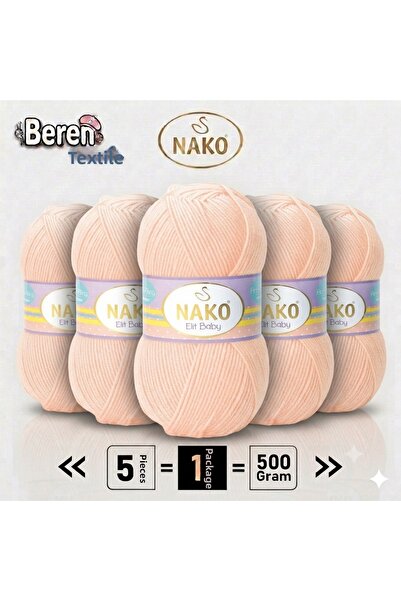 NAKO Elit Baby - 3701 Salmon - 5-Pack - 100Gr/250M - Baby Yarn - Anti Pilling...