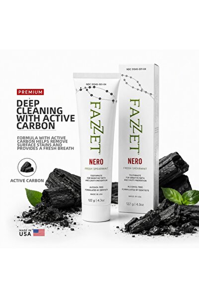 pro bleach Fazzet Nero Activated Carbon Whitening Toothpaste 122g Whitening B...