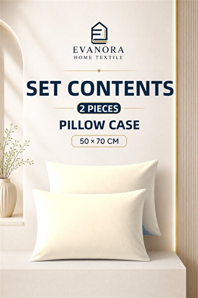 evonora Set de 2 huse de pernă Evanora Home Textile Seria Riva Ecru 50 x 70 cm