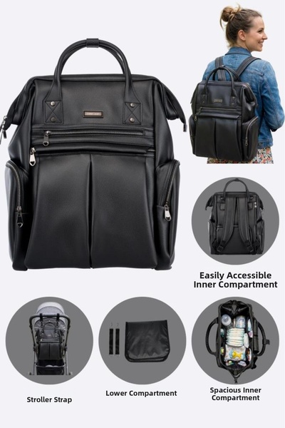 Tommybaby Mother Baby Care Back-Shoulder Bag Faux Leather Waterproof Thermal ...