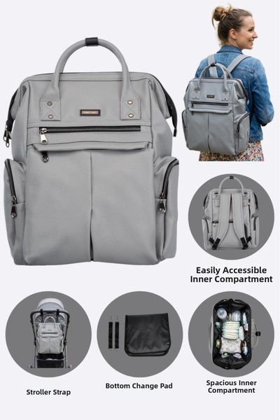 Tommybaby Mother Baby Care Back-Shoulder Bag Faux Leather Waterproof Thermal ...