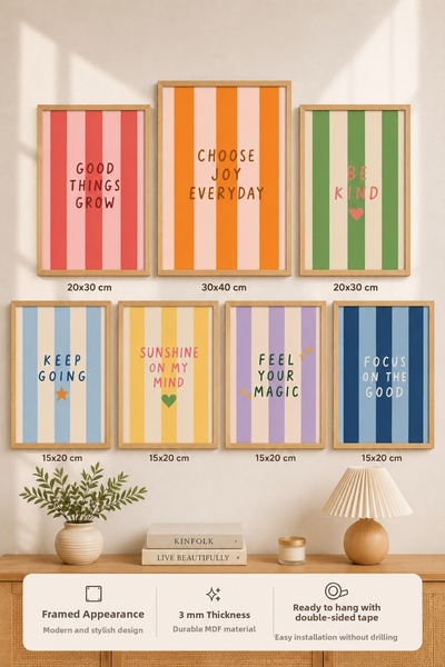 UNT 7-Piece Frame-Looking Modern Painting Set |   Retro & Pop Art |   Motivat...