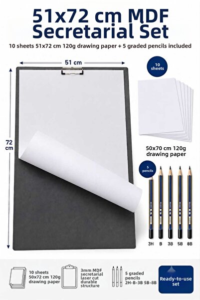 Proton مجموعة ورق رسم للسكرتارية من خشب MDF مقاس 50x70 سم وسمك 3 مم، 10 قطع م...