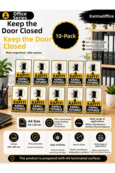 KarmaOfis A4 Keep Gate Closed Warning Sign Pvc Laminated Keep Gate Closed Wor...