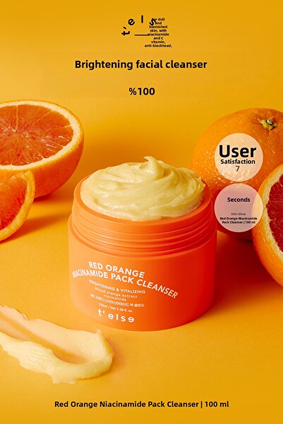 T'else Anti-Blackhead, Brightening Facial Cleansing Cream Telse Red Orange Ni...