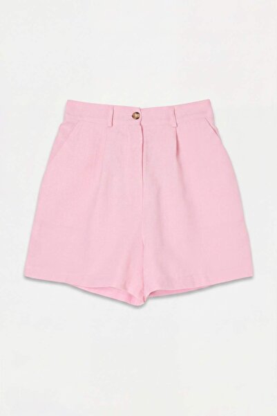 Drop by TrendyolMilla Roze pamučne pantalone sa širokim nogavicama i elastičn...