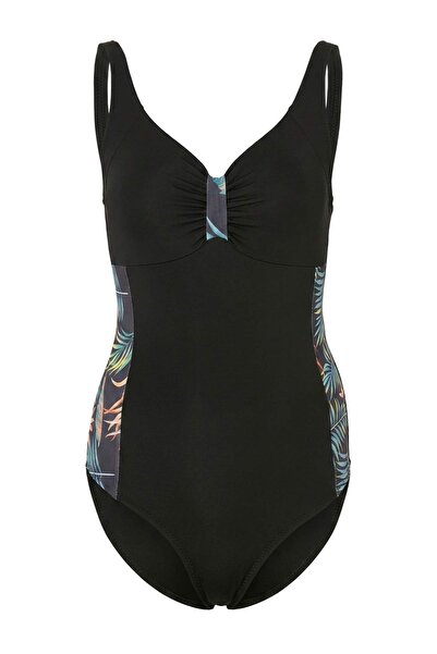 Trendyol Collection Costum de baie cu model floral negru TBESS26MA00126