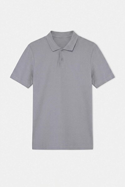 Trendyolmilla Man Gri Regular/Normal Kesim Dokulu Polo Yaka T-shirt TMNSS26PO00048