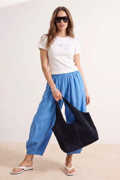 Trendyol Collection Tricou din bumbac tricotat cu nervuri, cu mânecă scurtă, ...