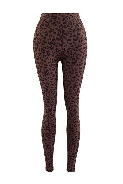 Trendyol Collection Brown-Multicolor Brushed Scuba Leggings Sports Leggings T...