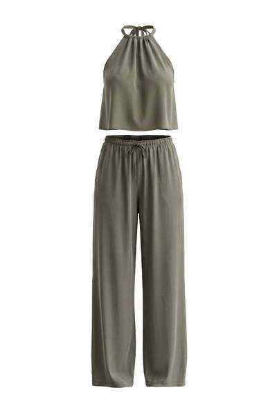 Trendyol Collection طقم سفلي وعلوي منسوج باللون الكاكي TWOSS26AU00184