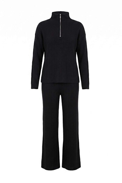 Trendyol Collection طقم سترة وبنطلون أساسي أسود بسحّاب - طقم سفلي وعلوي TWOAW...