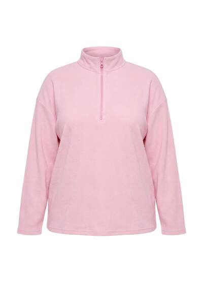 Trendyol Curve Pink Thessaloniki/Trikot Look Zippered Collar Regular/Normal F...