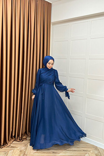 Stilife Βραδινό φόρεμα Navy Blue Chest ντραπέ