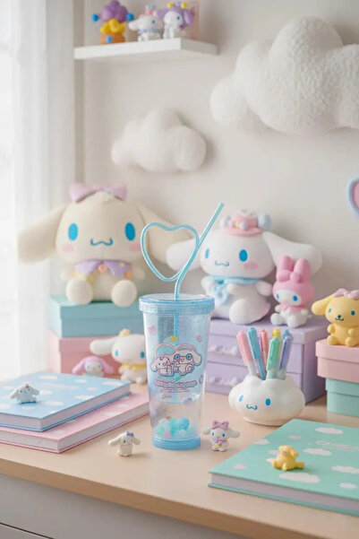 SANRIO Lisanslı Cinnamoroll Tatlı Fabrikası Serisi Kalp Pipetli Çift Duvarlı ...