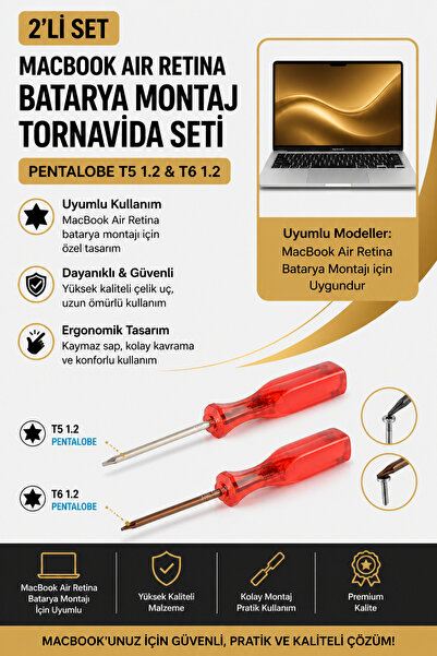 Mcstorey MacBook Air Retina Batarya Montaj Tornavida Seti