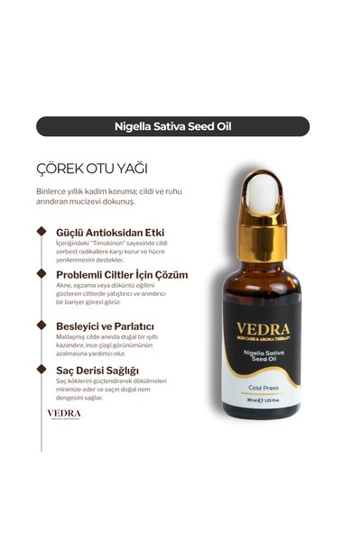 VEDRA AROMATHERAPY & SKINCARE Black Cumin Seed Oil (100% Pure, Cold Pressed) Nigella Sativ Seed Oil 30 ml