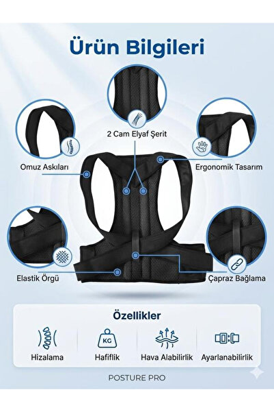 Ankaflex Dik Duruş Korsesi Kifoz Skolyoz Unisex Ayarlanabilir Beden Balenli Korse