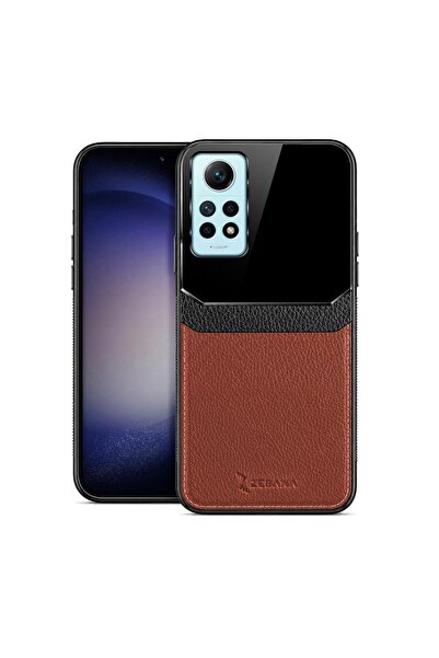 Zebana Xiaomi Redmi Note 12 Pro 4G Uyumlu Kılıf Lens Deri Kılıf Kahverengi