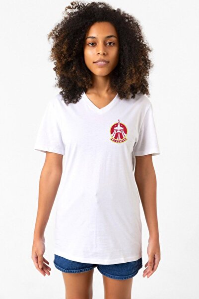 Tshirthane تيشيرت نسائي أبيض برقبة على شكل حرف V من Top Gun Wingman