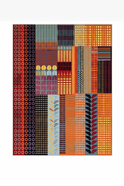 Gergef House Retro Stil Puantiye ve Botanik Figürlü Dokuma Taban Modern Dekor...