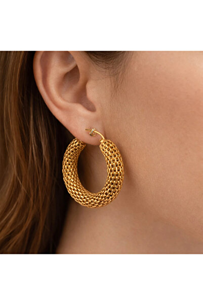 B Design jewelry Ring Wicker Weave Steel Earrings
