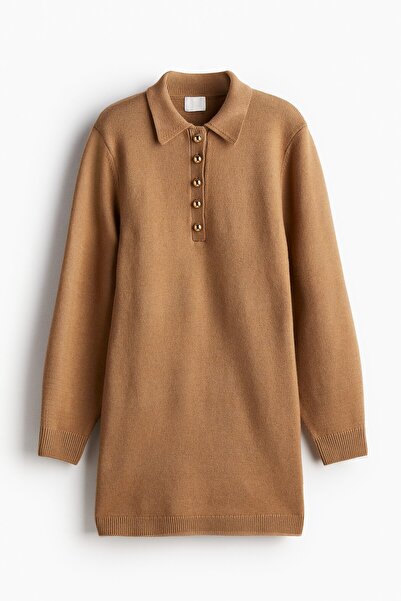 H&M Yakalı İnce Triko Elbise