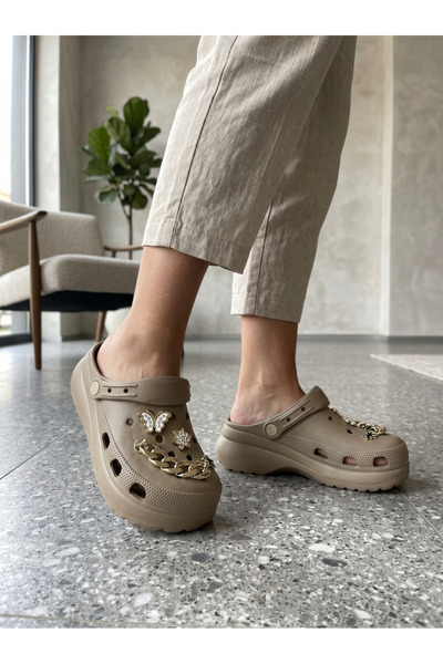 Babetty Κομψές παντόφλες με σόλα μασάζ με αλυσίδα από πέτρα - Παραλία, Πισίνα...