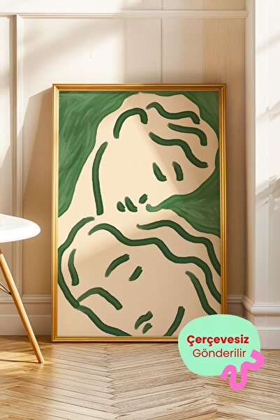 ArtDropsco Minimal Kadın Modern Tablo Poster Yeşil Soyut Duvar Dekoru Çerçevesiz