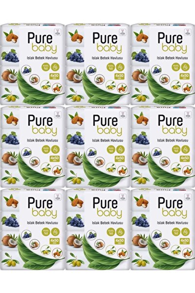 Pure Baby مناديل مبللة، مناديل مبللة 50 ورقة، مجموعة من 36 قطعة (1800 ورقة) (...
