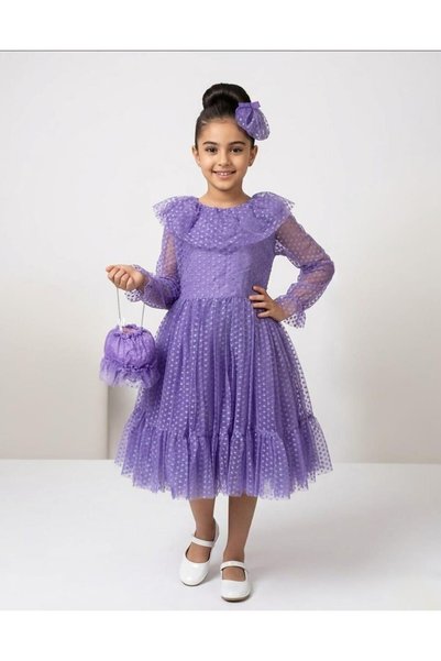 Lunas tekstil Small Polka Dot Bag with Buckle Fluffy Tulle Dress Order One Size Larger