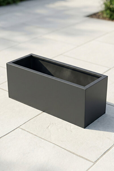 Desen Dekorasyon Zenith 80x29 cm Yatay Dikdörtgen Antrasit Saksılık - İç ve D...