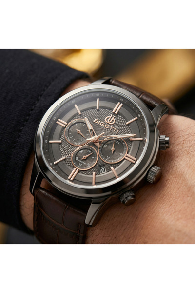 Bigotti Quotidiano Dark Brown Genuine Leather Watch for Men BG.1.10671-5