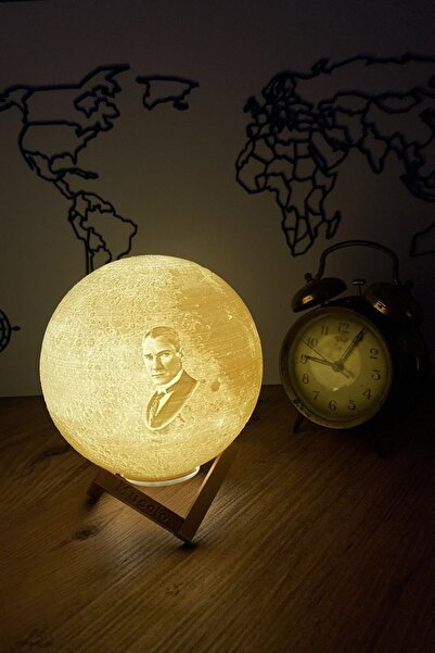 Genel Markalar Atatürk Ve imzası Ay Gece Lambası Hediyelik Moon Lamp Standlı ...