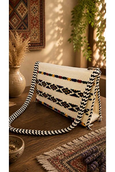 Butik Çanta – Gültürkmen El İşçiliği Örgü Detaylı Kadın Omuz Çantası 28x18 cm...