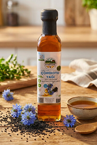 ATABAŞAK Soğuk Sıkım Çörek Otu Yağı 250 ml, Atalık Yerli Tohum, %100 Doğal & ...