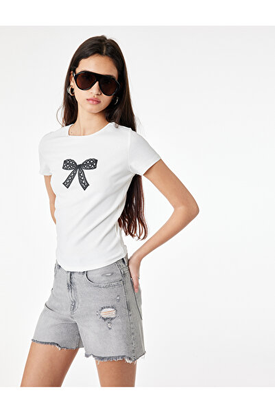 Koton Tricou din bumbac, slim fit, cu mânecă scurtă, cu decolteu tip crew și ...