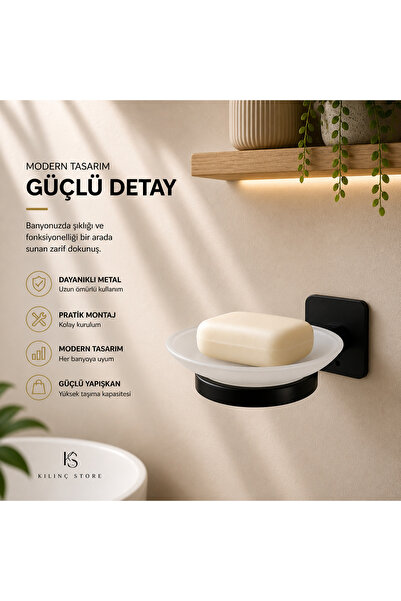 Black Solid Soap Dispenser with Strong Adhesive