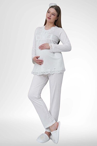 Mecit Pijama Mecit Ekru 1501 Set pidžama za trudnice