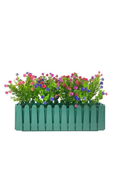 Nettenevime Yapay Çiçek Yeşil Çit Balkon Saksısı Renkli Mineli Şimşir Çiçekli...