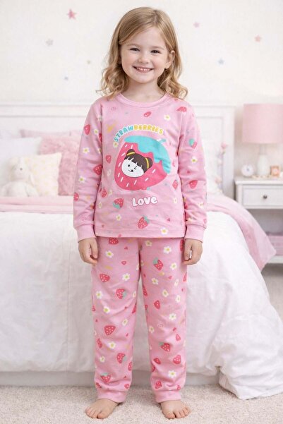 ELMASS Diamond girl strawberry print pajama set 1-9 years multi-color