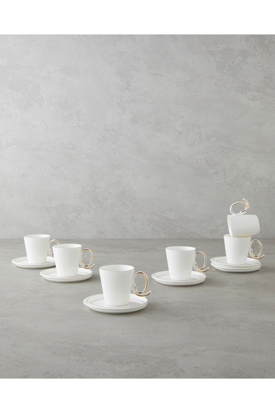 English Home Ivory Porselen 12 Parça 6 Kişilik Kahve Fincan Takımı 85 ml Beya...