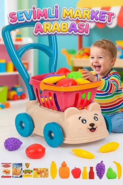 Tıfıl Toys Oyuncak Sevimli Market Arabası (Kutulu) Alışveriş Arabası BY-648