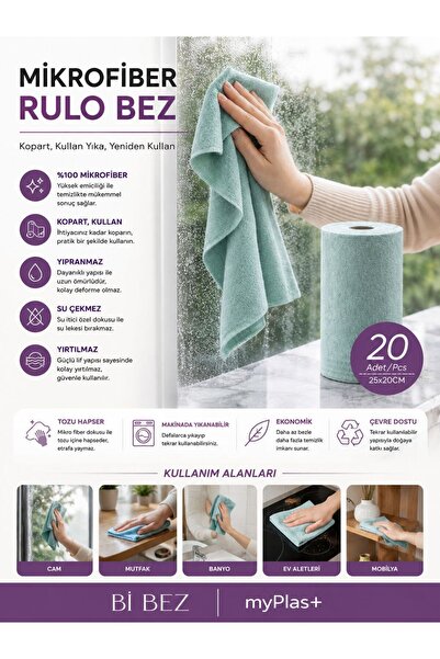 Genel Markalar Pratik 25x25 Rulo Kopartılabilen Mikrofiber Bez