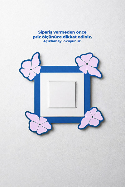 To Design Lab Çiçek Desenli Renkli Dekoratif Priz Anahtar Çerçevesi