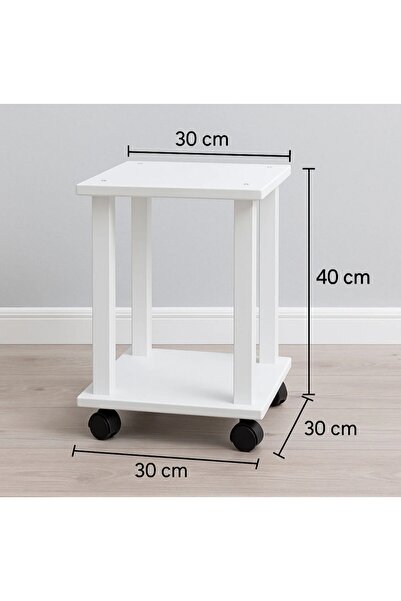 nefes sanat ÖMÜR HOBİ Tekerlekli Damacana Standı – Beyaz MDF Sehpa 30x30 cm, Su Pompası Uyumlu