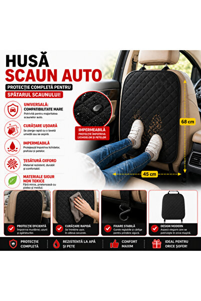 SMARTECH Husă de protecție pentru spătarul scaunului auto, impermeabilă, univ...